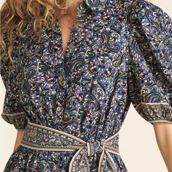 Veronica Beard Eunice Floral Puff-Sleeve Cotton Midi Shirt Dress Cottagecore 4/s - Picture 5 of 13
